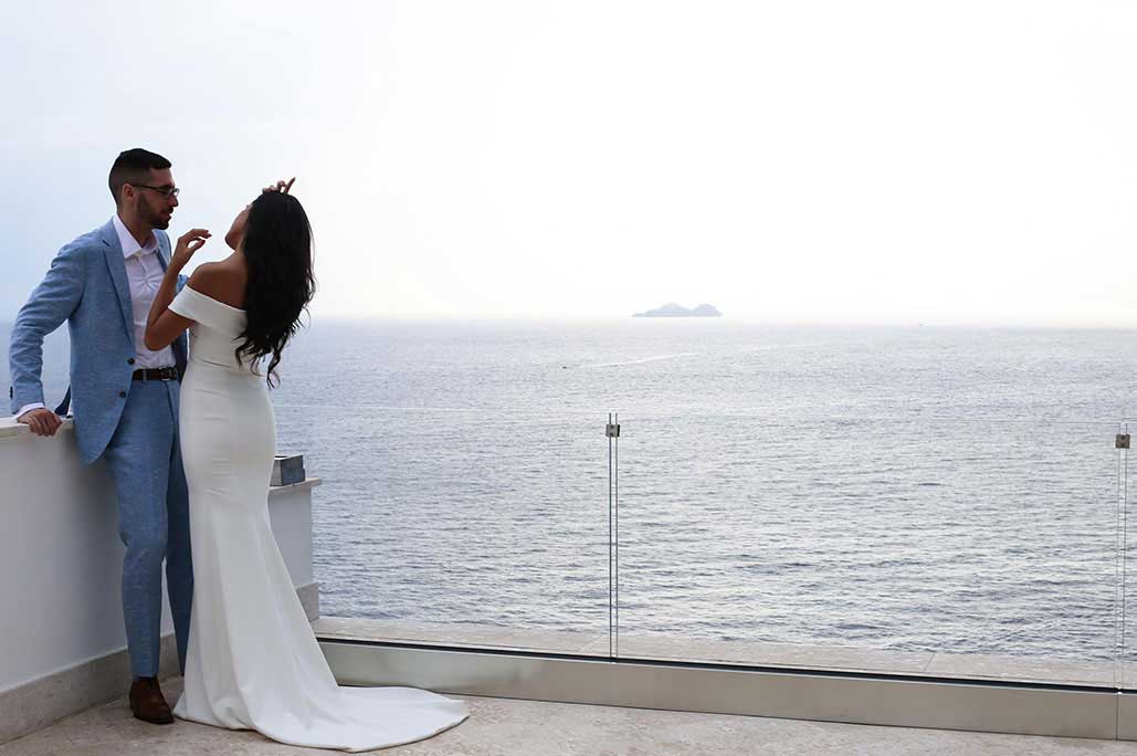 Luxury Destination Wedding Photographer Amalfi Coast Symbolic Wedding Casa Angelina shooting Praiano Reception View Claudia Francese Photography Sisters